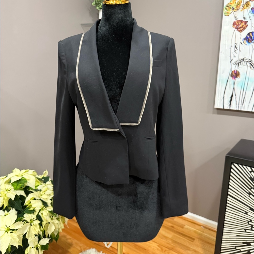 BCBGMaxAzria Black Blazer with Silver Trim